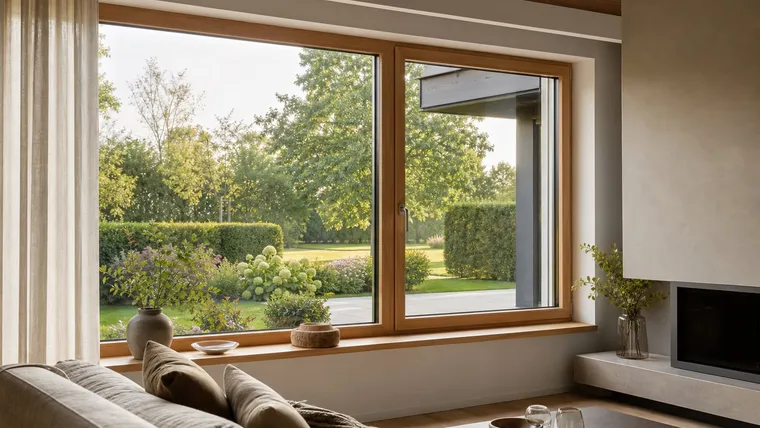 Holz-Aluminium-Fenster mit warmer Holzoberfläche innen und Aluschale außen