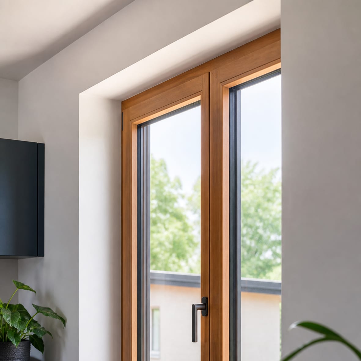 Holzfenster in Naturholz-Optik